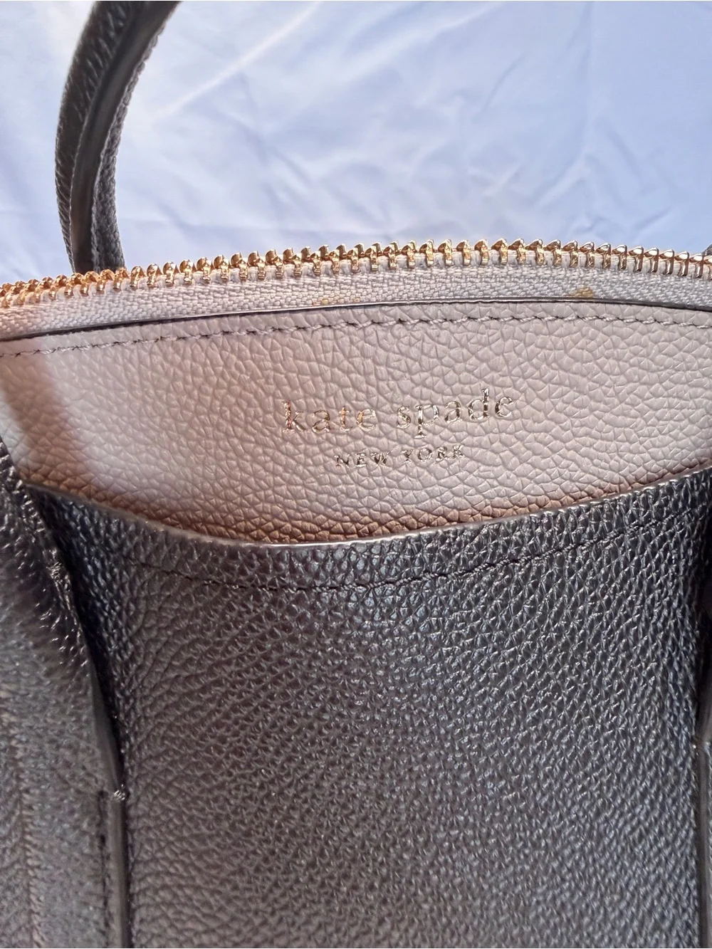 kate spade Black Pebbled Leather Satchel with Removable Strap